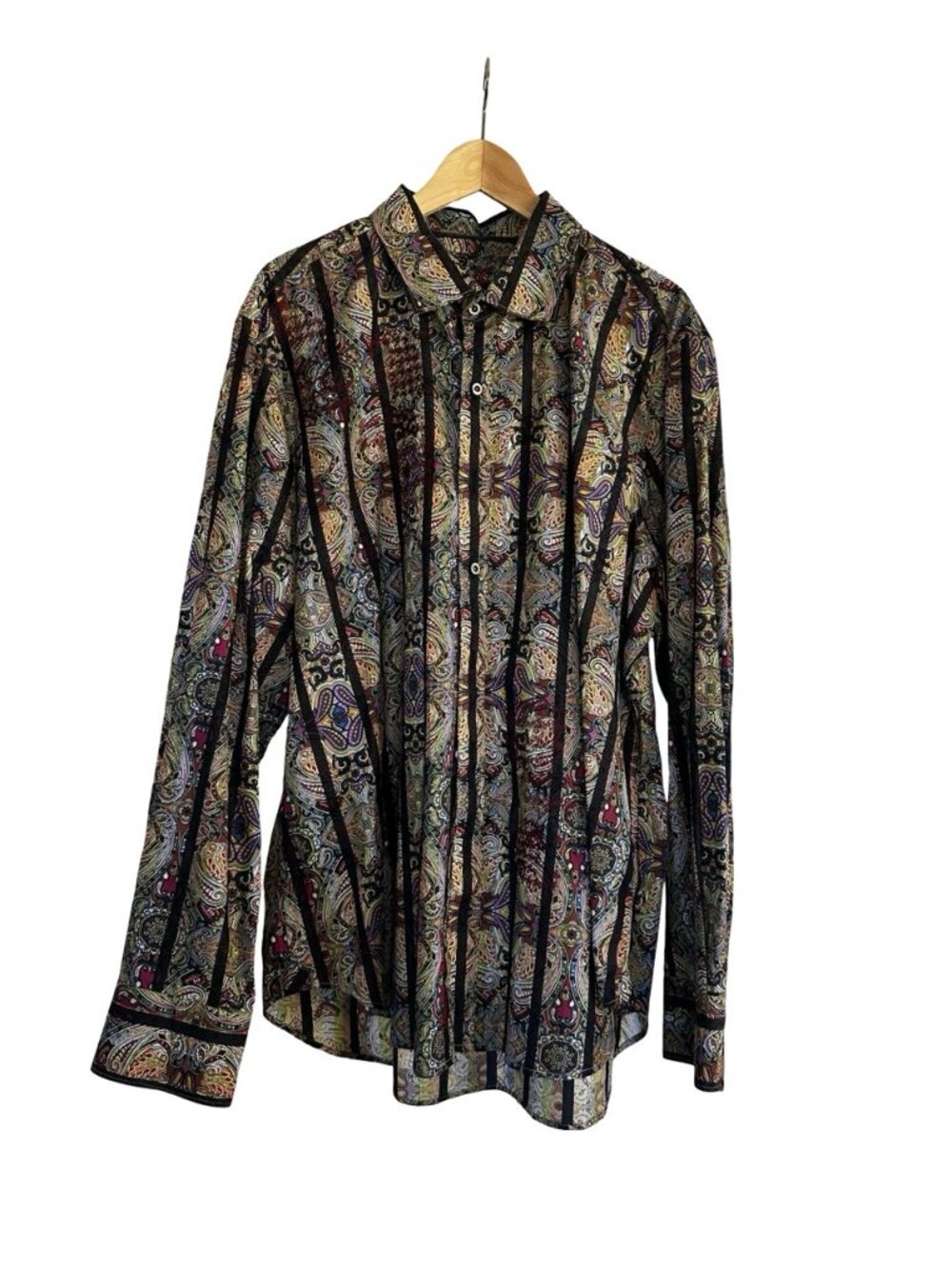 Robert Graham Paisley Stripe Button Down Shirt Men’s XXL Multicolor Luxury
